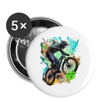 Vélo VTT - Lot de 5 grands badges (56 mm) - blanc - Devant