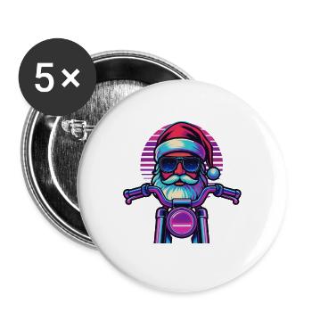 Santa Claus Motorcycle Biker Gift Funny - Buttons large 2.2''/56 mm (5-pack) - white - Front