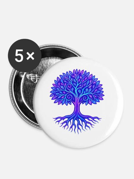 Baum des Lebens - Buttons groß 56 mm (5er Pack) - Weiß