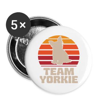 Team Yorkie Retro Yorkshire Terrier - Buttons large 2.2''/56 mm (5-pack) - white - Front