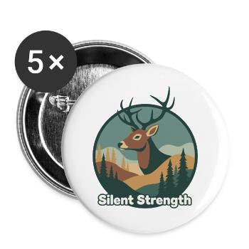 Stilles Stärke Reh im Wald - Buttons groß 56 mm (5er Pack) - Weiß - Vorne