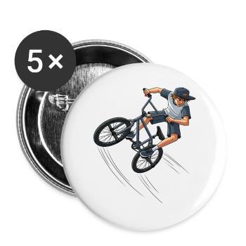 Freestyle BMX Street Art Trick Rider Street - Lot de 5 grands badges (56 mm) - blanc - Devant
