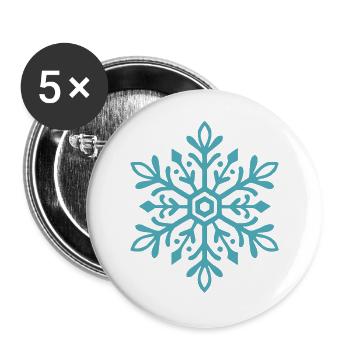 Snowflake | Mountain | Skiing | Snowboarding - Buttons large 2.2''/56 mm (5-pack) - white - Front