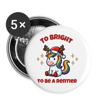 Fabulous Rainbow Christmas Unicorn - Buttons groß 56 mm (5er Pack) - Weiß - Vorne