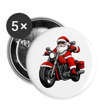 Motorcyclists Christmas - Buttons large 2.2''/56 mm (5-pack) - white - Front