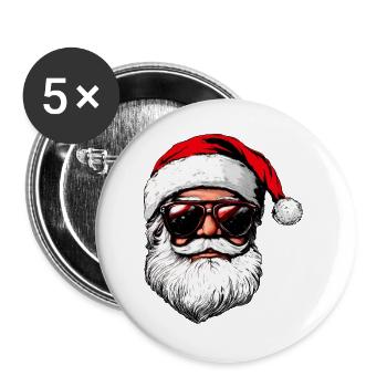 cool Santa Claus - Buttons large 2.2''/56 mm (5-pack) - white - Front