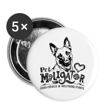 Belgian Malinois - Pet Maligator - Buttons large 2.2''/56 mm (5-pack) - white - Front