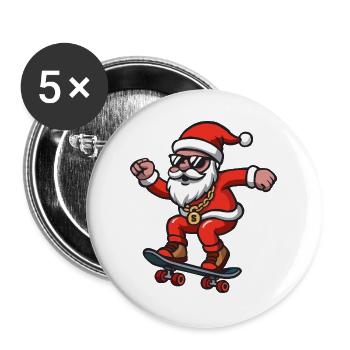 Santa Skating - Buttons large 2.2''/56 mm (5-pack) - white - Front