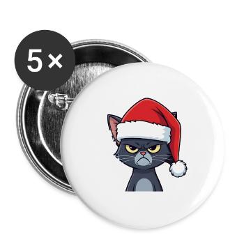 Genervte Santa Katze Xmas Stimmung - Buttons groß 56 mm (5er Pack) - Weiß - Vorne
