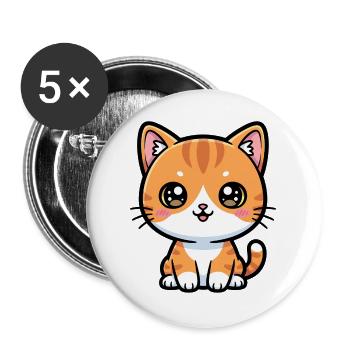 Chat Tigré Orange - Lot de 5 grands badges (56 mm) - blanc - Devant