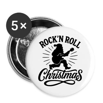 Christmas time Xmas weihnachten rock'n roll Santa  - Buttons groß 56 mm (5er Pack) - Weiß - Vorne