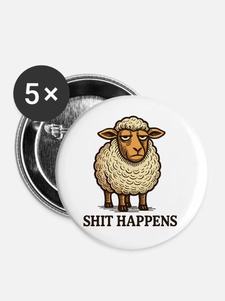 Müdes Schaf Spruchshirt - Buttons groß 56 mm (5er Pack) - Weiß