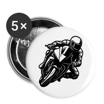 Motorcycle Racer Black and White Design - Buttons large 2.2''/56 mm (5-pack) - white - Front