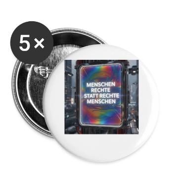 Menschenrechte statt rechte Menschen Futur Design - Buttons groß 56 mm (5er Pack) - Weiß - Vorne