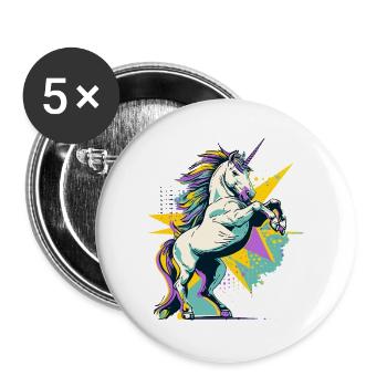 Unicorn Pop Art Colorful Magic Fantasy Fairy Tale Magic - Buttons large 2.2''/56 mm (5-pack) - white - Front