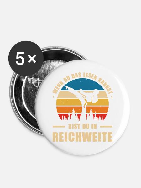 Karate Training Geschenke Karatetraining - Buttons groß 56 mm (5er Pack) - Weiß