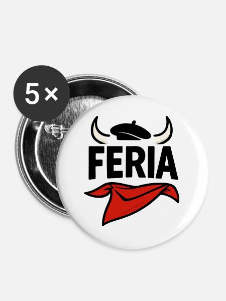 Feria – Baskenland - Buttons groß 56 mm (5er Pack) - Weiß