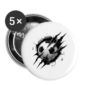 Cooles Fußball Motiv mit Krallenspuren fan sport - Buttons groß 56 mm (5er Pack) - Weiß - Vorne