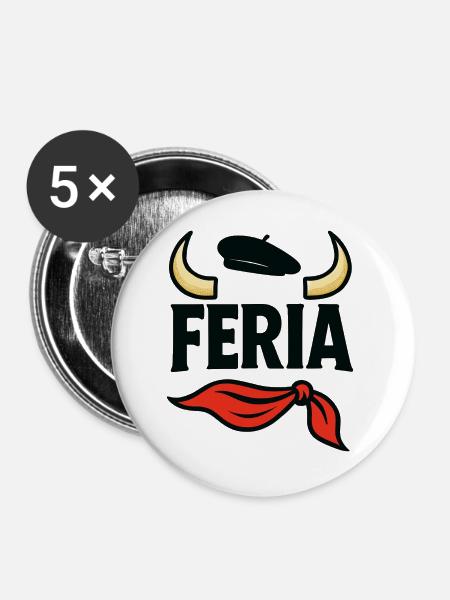 Feria – Baskenland - Buttons groß 56 mm (5er Pack) - Weiß