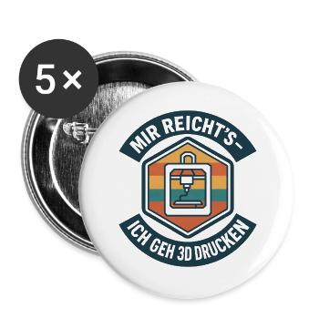 3D Druck Mir reichts G-Code - Buttons groß 56 mm (5er Pack) - Weiß - Vorne