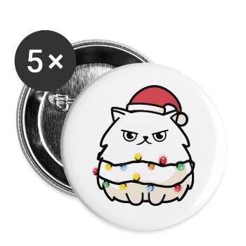 Cuddly kitten with fairy lights - Buttons large 2.2''/56 mm (5-pack) - white - Front