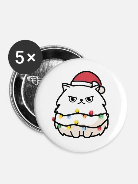 Kuschelkätzchen mit Lichterkette - Buttons groß 56 mm (5er Pack) - Weiß