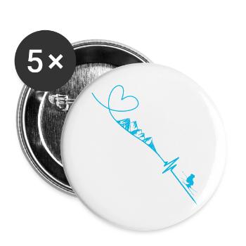 Skifahrer - Buttons groß 56 mm (5er Pack) - Weiß - Vorne
