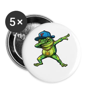 Dabbing Frog Street Art Style - Buttons groß 56 mm (5er Pack) - Weiß - Vorne
