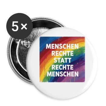 Buntes Menschenrechte statt rechte Menschen - Buttons groß 56 mm (5er Pack) - Weiß - Vorne