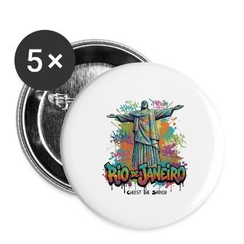 Christ the Redeemer - Guardian of Rio - Buttons large 2.2''/56 mm (5-pack) - white - Front
