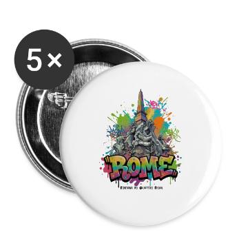 Fountain of the Four Rivers, Piazza Navona, Rom - Buttons groß 56 mm (5er Pack) - Weiß - Vorne
