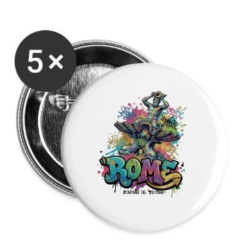 Triton Fountain, Rome, Italy  - Buttons groß 56 mm (5er Pack) - Weiß - Vorne