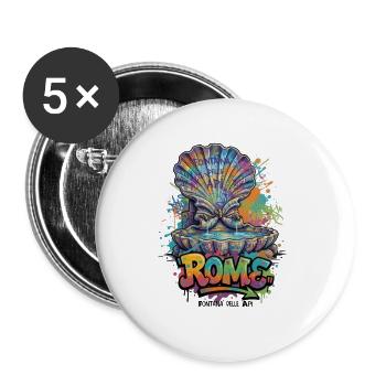 Fontana Graffiti Roma Neon - Buttons groß 56 mm (5er Pack) - Weiß - Vorne