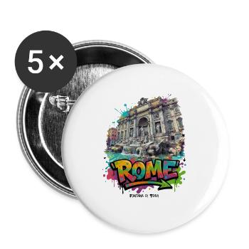 Trevi Fountain, Rome, Italy – Baroque Sea of Stone - Buttons groß 56 mm (5er Pack) - Weiß - Vorne