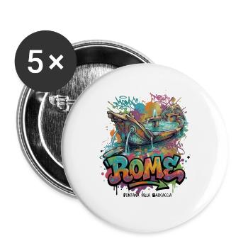 Fontana della Barcaccia, Rome, Italy – The Sunken  - Buttons groß 56 mm (5er Pack) - Weiß - Vorne