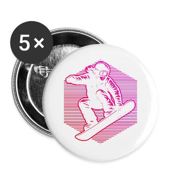 Snowboard perfekt für jeden Snowboard - Buttons groß 56 mm (5er Pack) - Weiß - Vorne