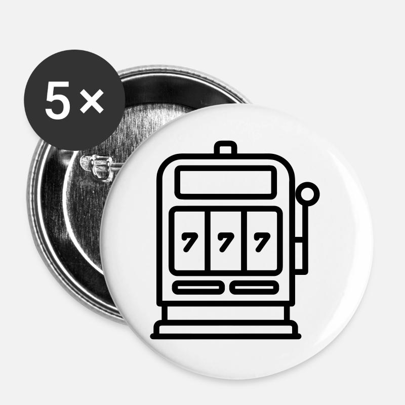 casino machine à sous  - Lot de 5 grands badges (56 mm) - blanc