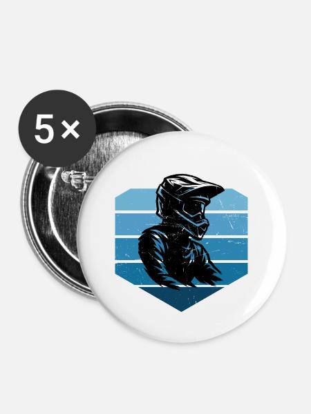 Klare Motocross Botschaft - Buttons groß 56 mm (5er Pack) - Weiß