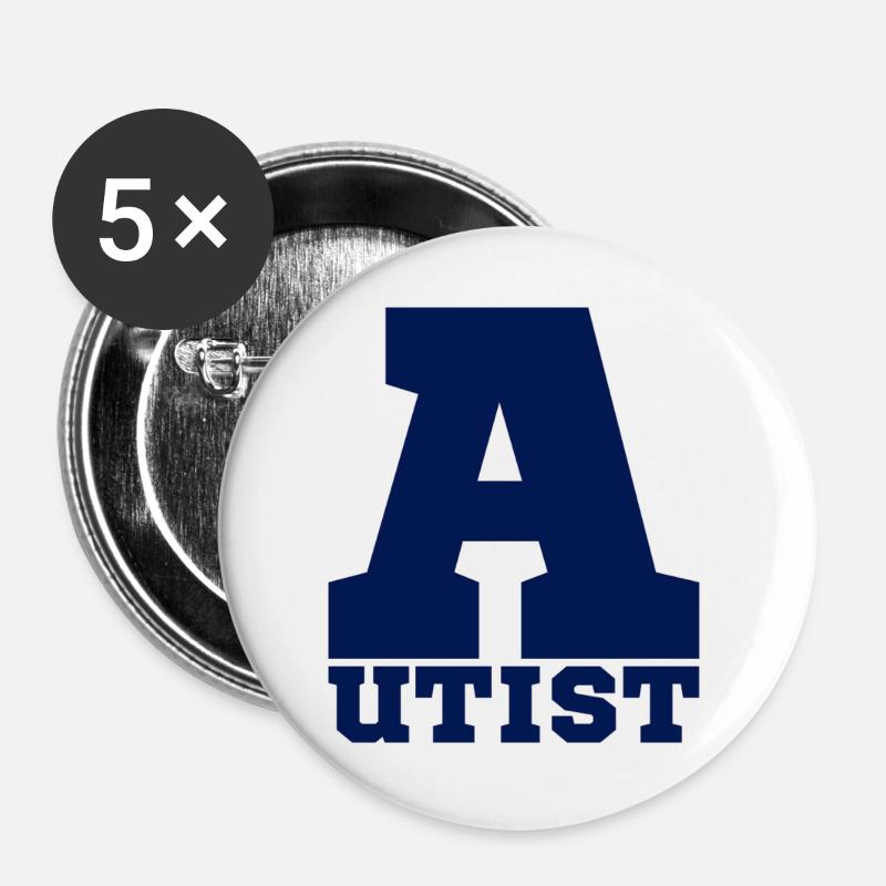Autist - Buttons groß 56 mm (5er Pack) - Weiß
