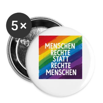 Human rights instead of right-wing people rainbow - Buttons large 2.2''/56 mm (5-pack) - white - Front