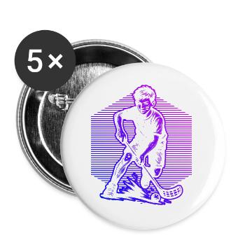 Floorball Illustration für Unihockey - Buttons groß 56 mm (5er Pack) - Weiß - Vorne