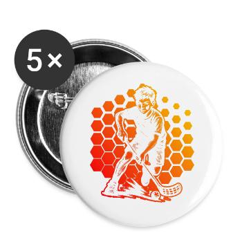 Modernes Floorball Artwork - Buttons groß 56 mm (5er Pack) - Weiß - Vorne