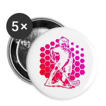 Simple Floorball Idee für Unihockey - Buttons groß 56 mm (5er Pack) - Weiß - Vorne