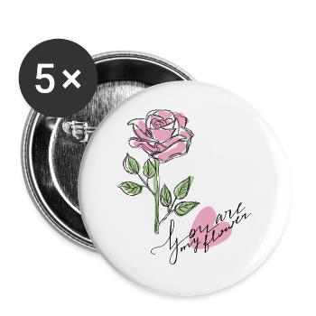 Rose - Lot de 5 grands badges (56 mm) - blanc - Devant