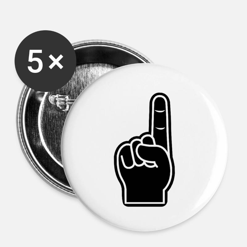 #1 Fan - Buttons large 2.2''/56 mm (5-pack) - white