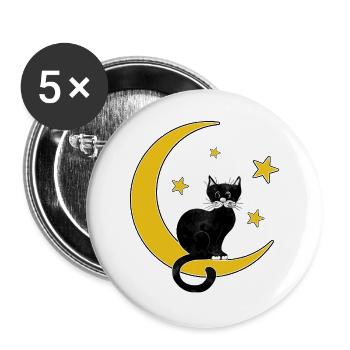 chat - Lot de 5 grands badges (56 mm) - blanc - Devant