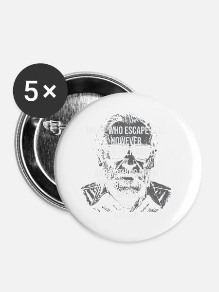 Grritty Bukowski Porträt-Tee - Buttons groß 56 mm (5er Pack) - Weiß