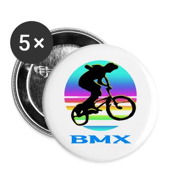 Vélo BMX - Lot de 5 grands badges (56 mm) - blanc - Devant