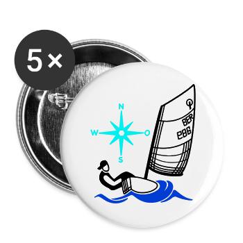 Optimist Opti Segelboot Segeln Kinder Regatta - Buttons groß 56 mm (5er Pack) - Weiß - Vorne