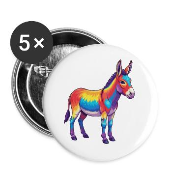 Colorful Donkey Rainbow Pop Art Watercolor - Buttons large 2.2''/56 mm (5-pack) - white - Front
